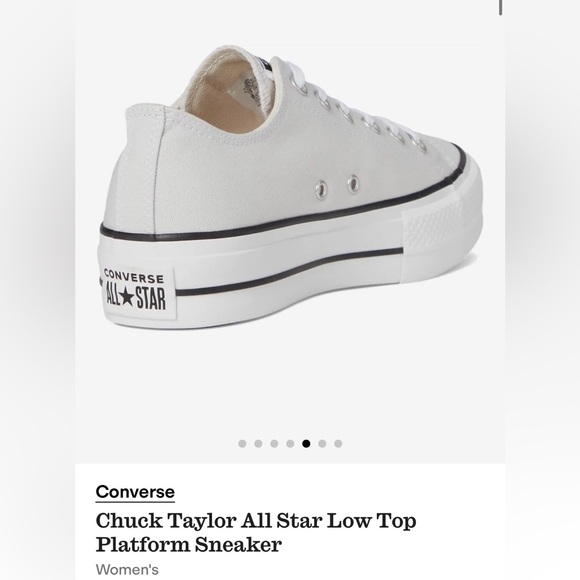 Converse All Star White Platform Low Top Canvas Sneakers with Black Trim - Picture 8 of 8